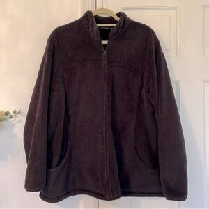 Lands’ End Sherpa Fleece Zip Jacket Black 2X